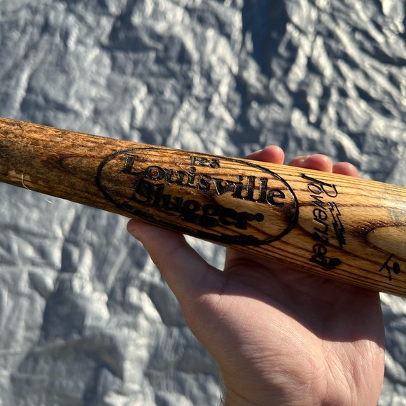 Vintage MLB JUSTIN HUBER MINNESOTA TWINS Autographed Baseball Bat Game Used - Picture 5 of 6